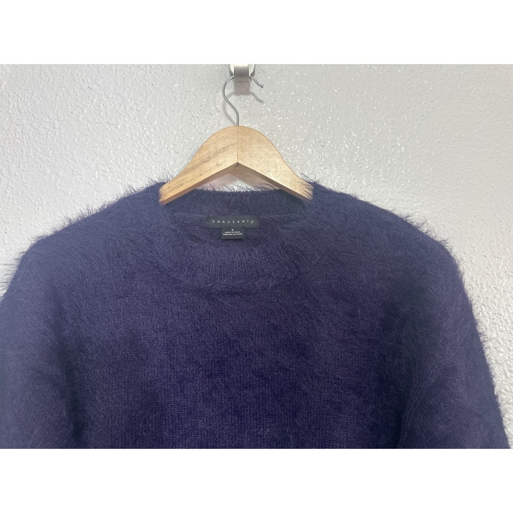 NWOT Sanctuary Womens Eyelash Knit Fuzzy Sweater Purple Crew Neck Size S - Picture 4 of 6